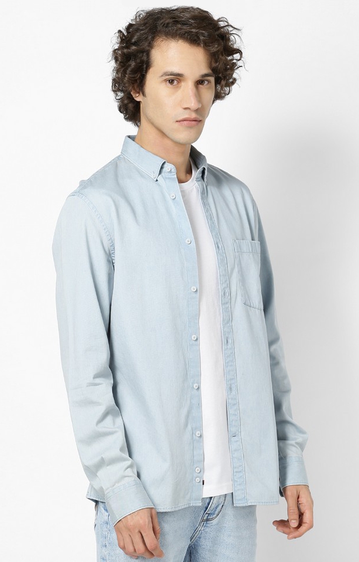 celio | Slim Fit Light Blue Denim Shirt