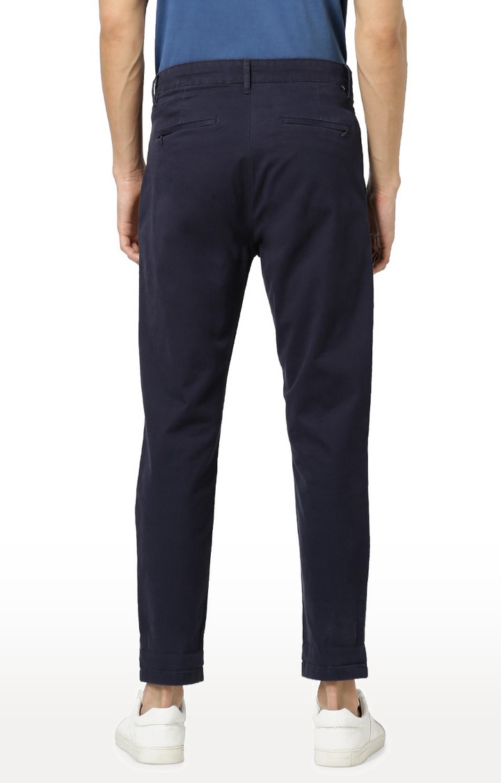 Relaxed Fit Cotton Blend Blue Trouser
