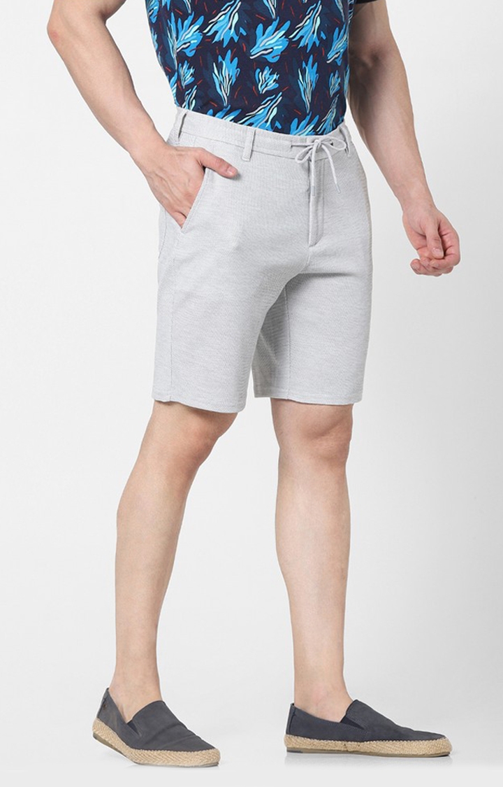 Regular Fit Grey Knitted Shorts