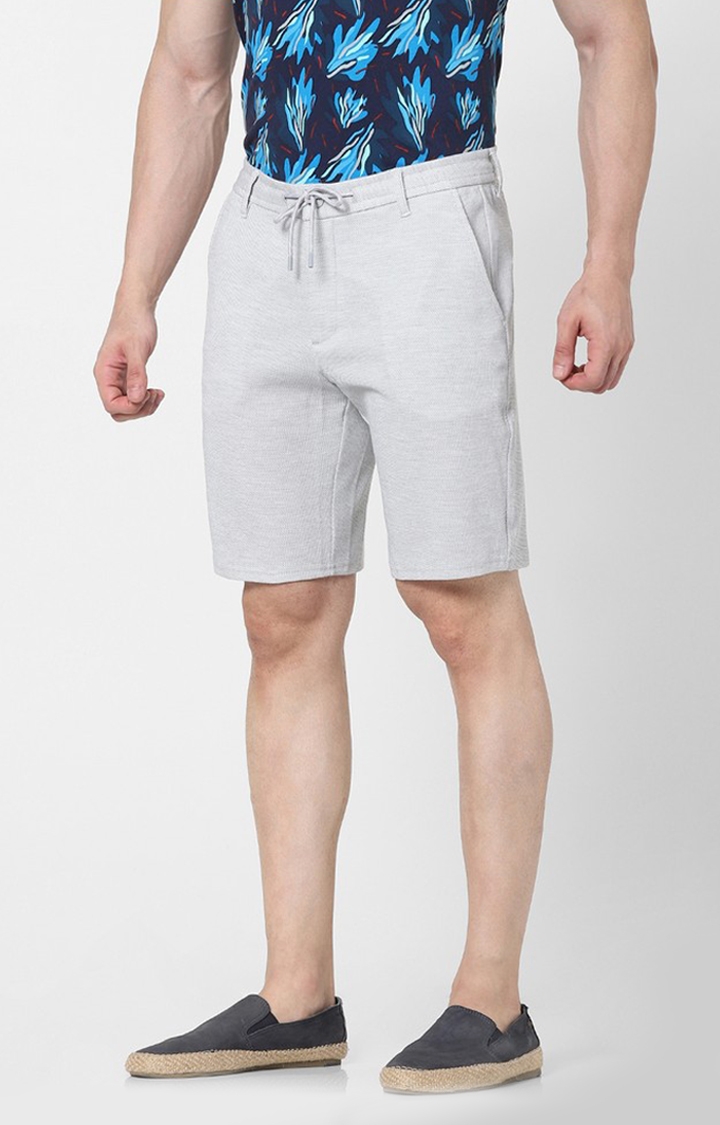 Regular Fit Grey Knitted Shorts