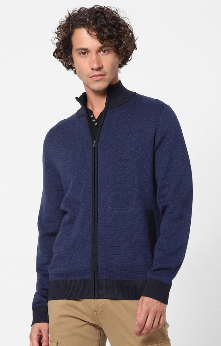 Blue Solid Sweaters