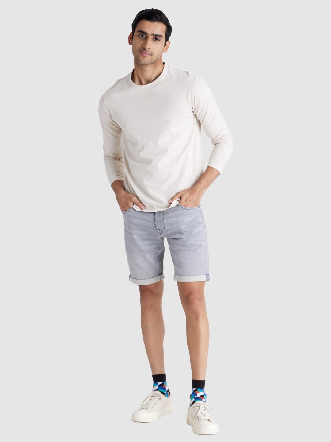 Celio Men Solid Grey shorts