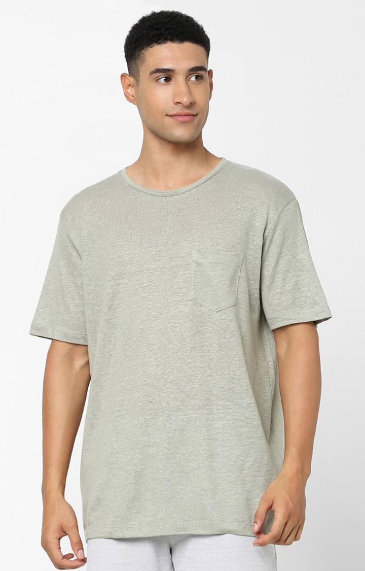 Grey Solid Regular Fit T-Shirt