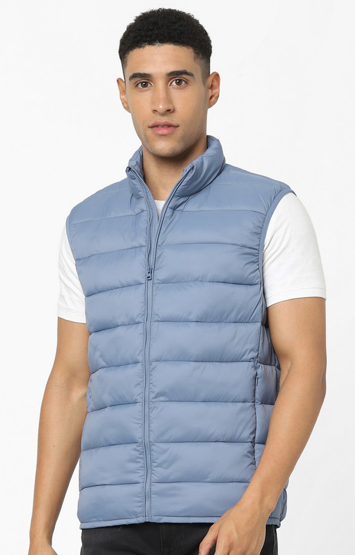 celio | Light Blue Regular Fit Solid Jacket