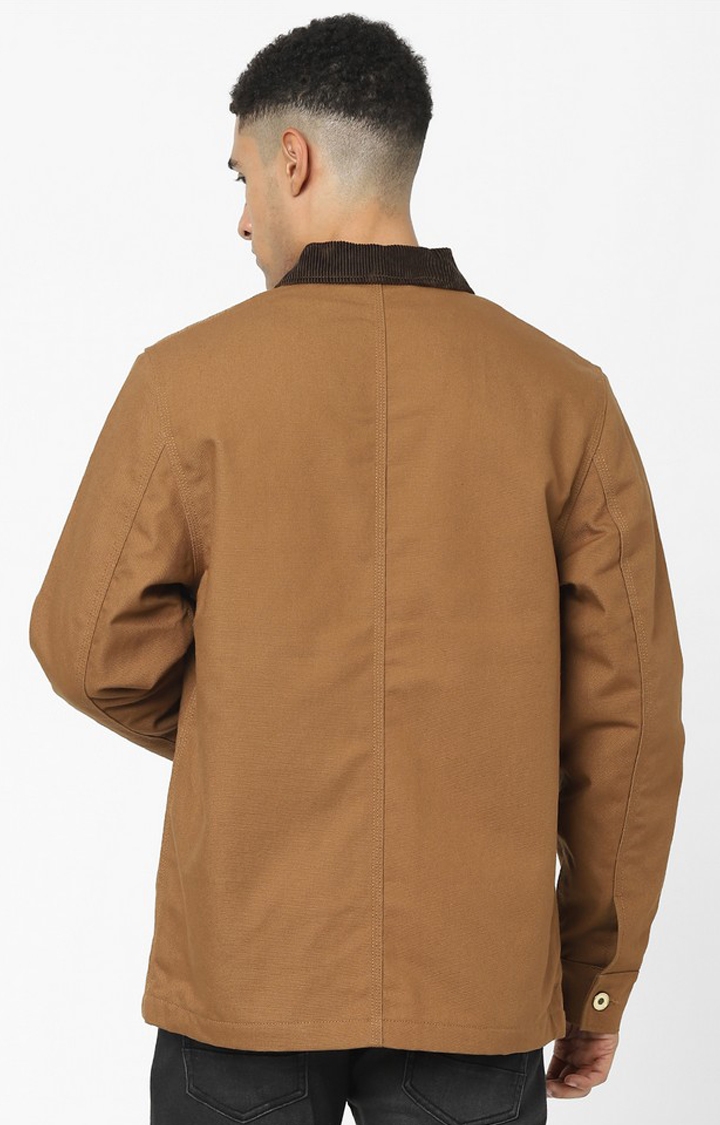  Tan Solid Regular Fit Jacket