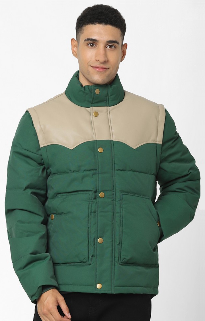  Green Color Regular Fit Block Jacket