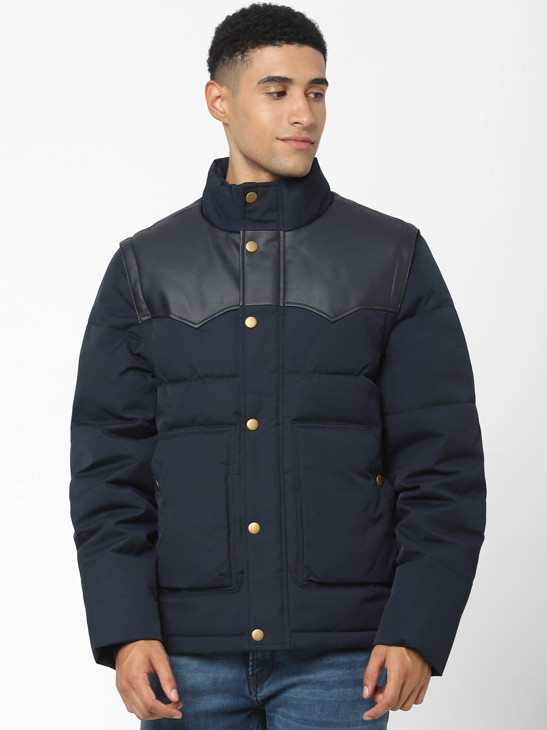 celio |  Navy Solid Regular Fit Jacket