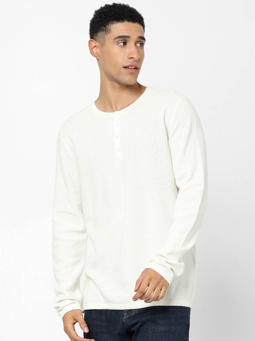 celio |  White Solid Regular Fit Sweater