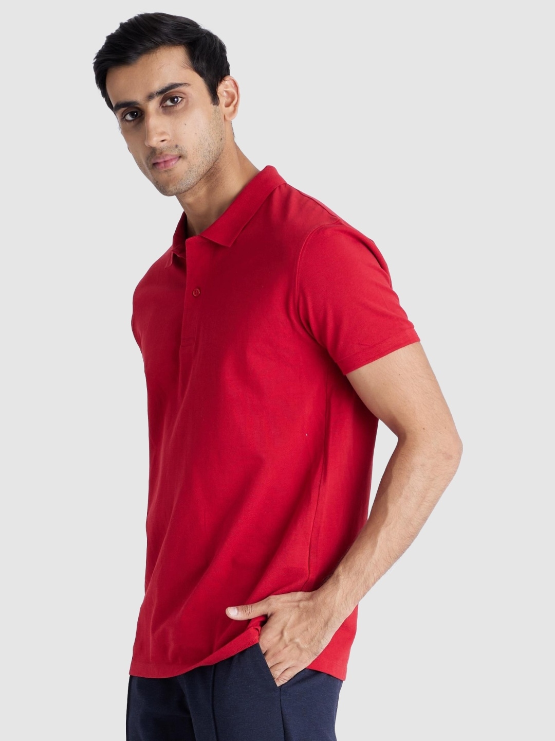 Celio Men Solid Red Short Sleeve Polo