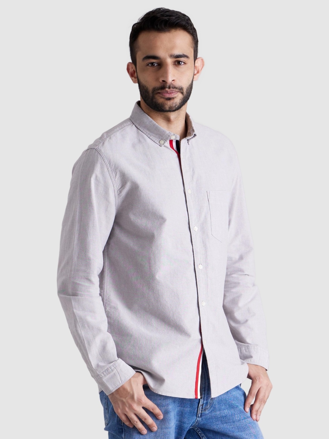 Celio Men Solid Grey Long Sleeve shirt