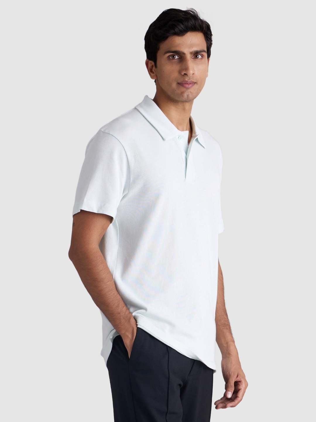 Celio Men Solid White Short Sleeve Polo
