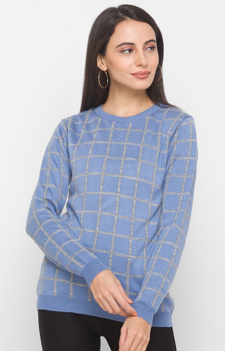 Blue Checked Sweater