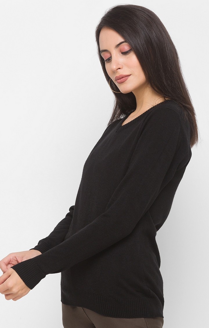 Black Solid Sweater