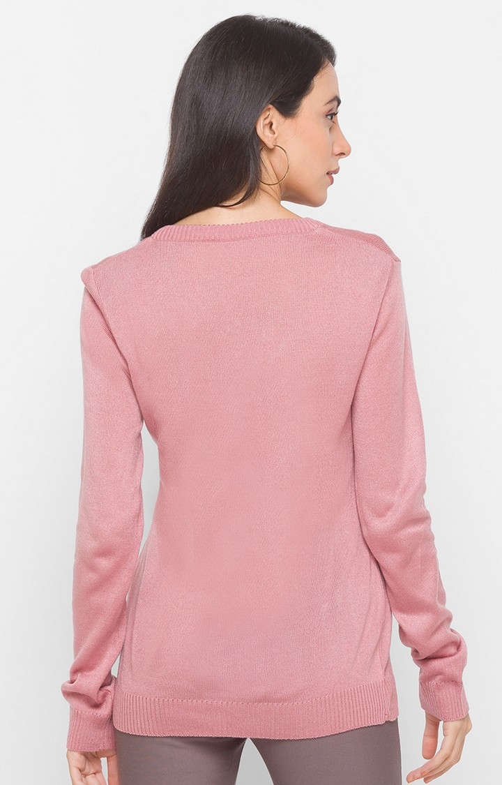 Pink Solid Sweater