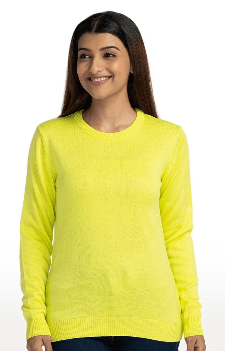 Globus Green Solid Pullover Sweater