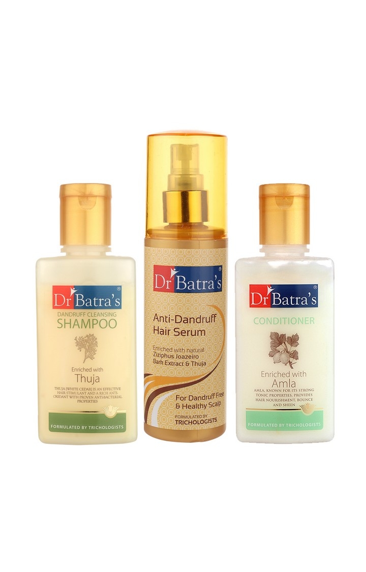 Dr Batra's Dandruff cleansing Shampoo 100 ml, Conditioner 100 ml and Anti  Dandruff Hair Serum 125ml (