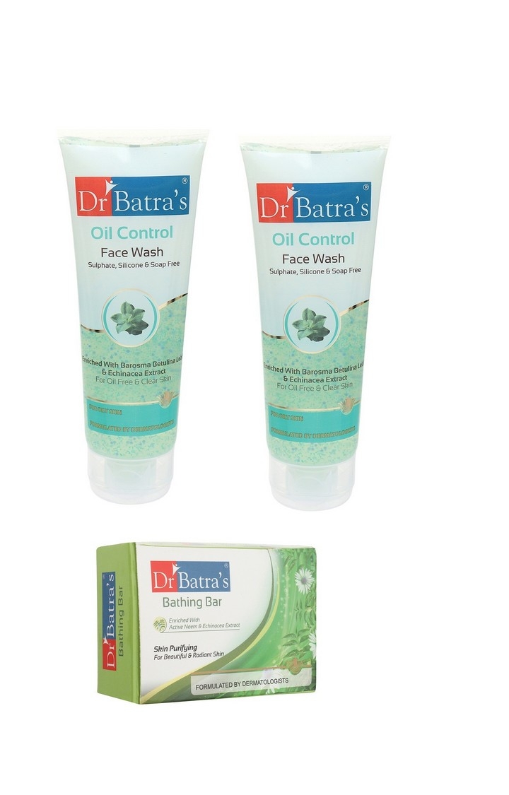 Dr Batra's | Dr Batra's Face Wash Oil Control - 100 gm And Skin Purifying Bathing Bar - 125 gm (Pack of 3 for Men and Women)