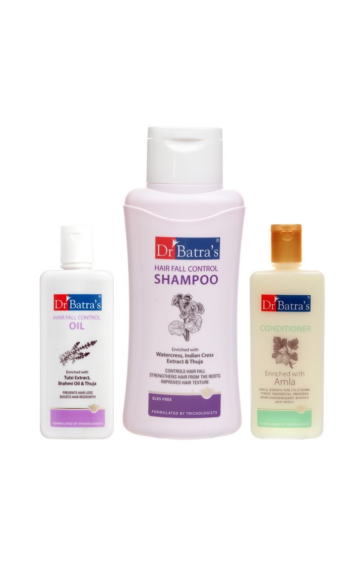 Dr Batra's | Dr Batra's Hair Fall Control Shampoo 500 ml Conditioner 200 ml and Hair Fall Control Oil 200 ml (Pack of 3 Men and Women)