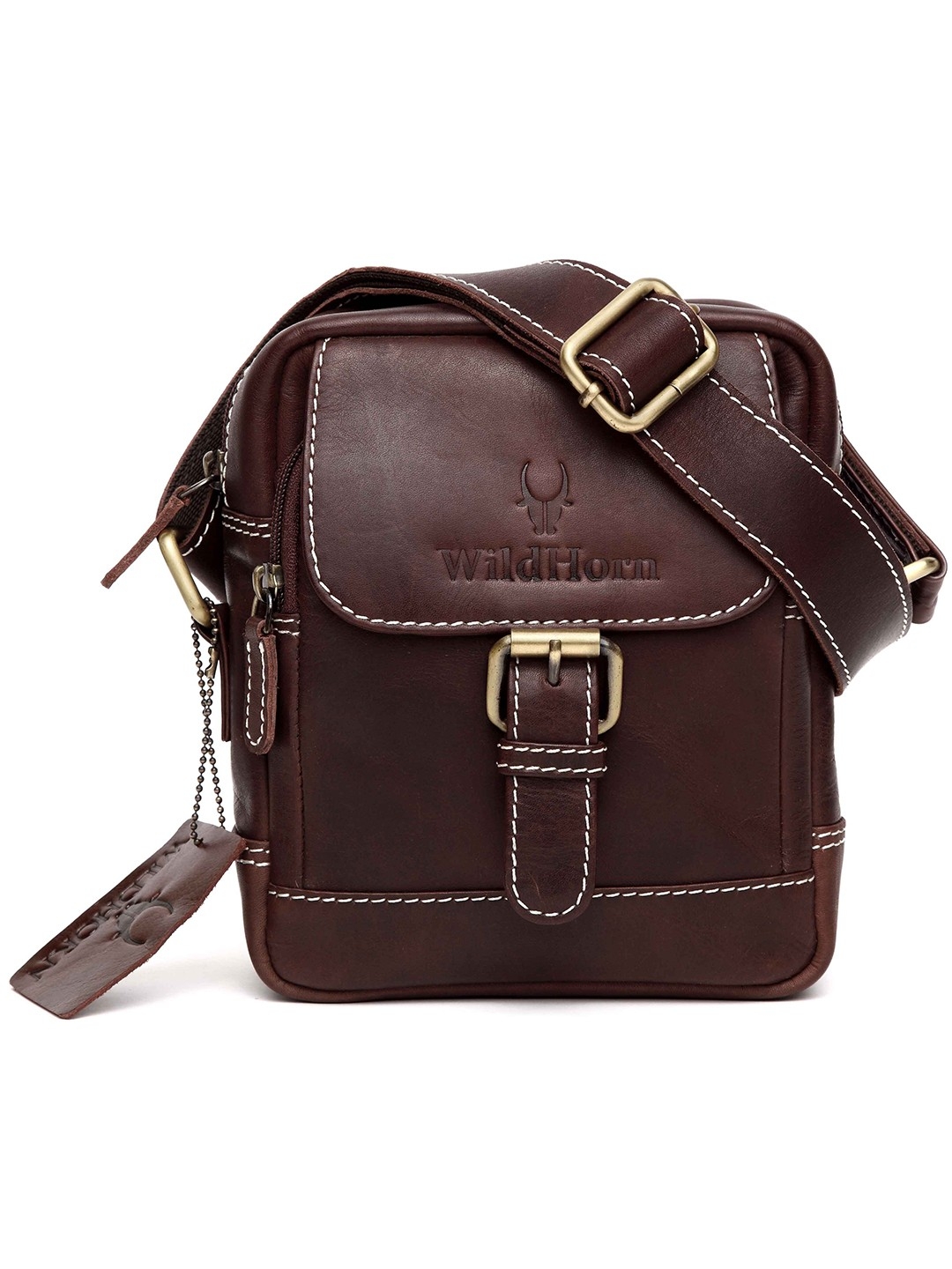 WildHorn | WildHorn Genuine Leather Brown Sling Bag for Men 