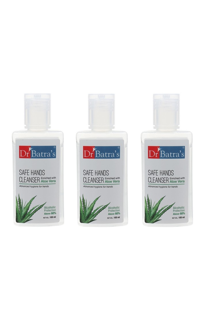 Dr Batra's Safe Hands Cleanser Enriched With Aloe vera - 100 ml (Pack of 3)