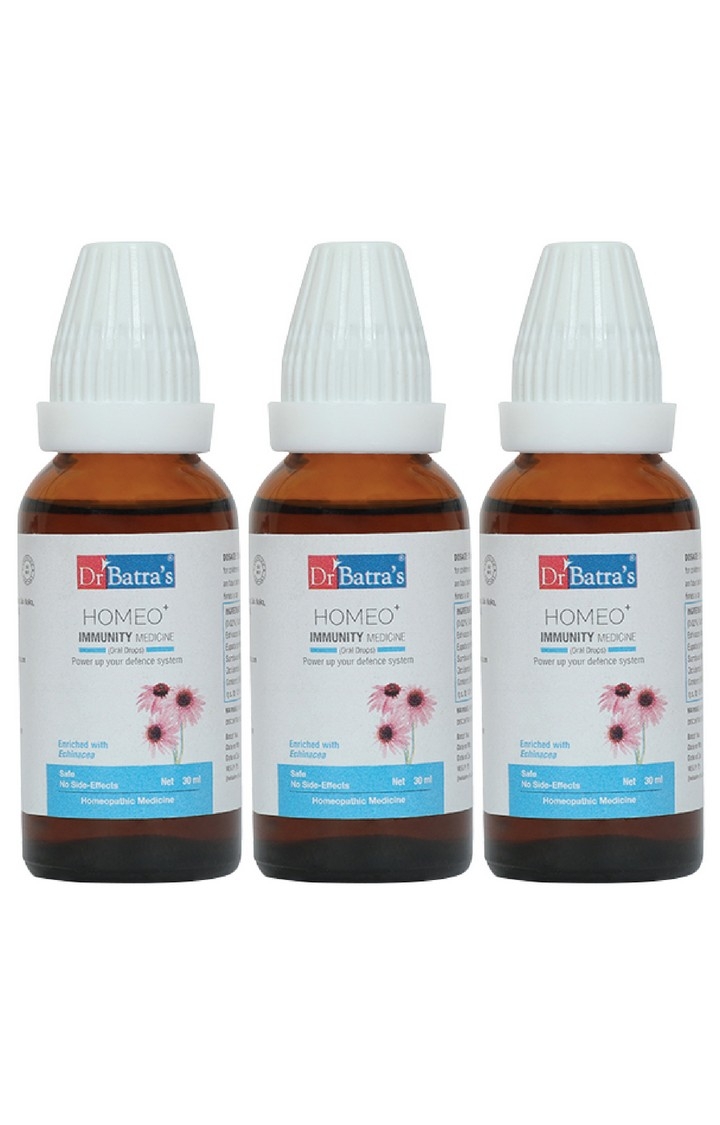 Dr Batra's | Dr Batra's Homeo+ Immunity Medicine Oral Drops|Scientific & Natural |Stay Home, Stay Safe - 30 ml (Family Pack of 3)
