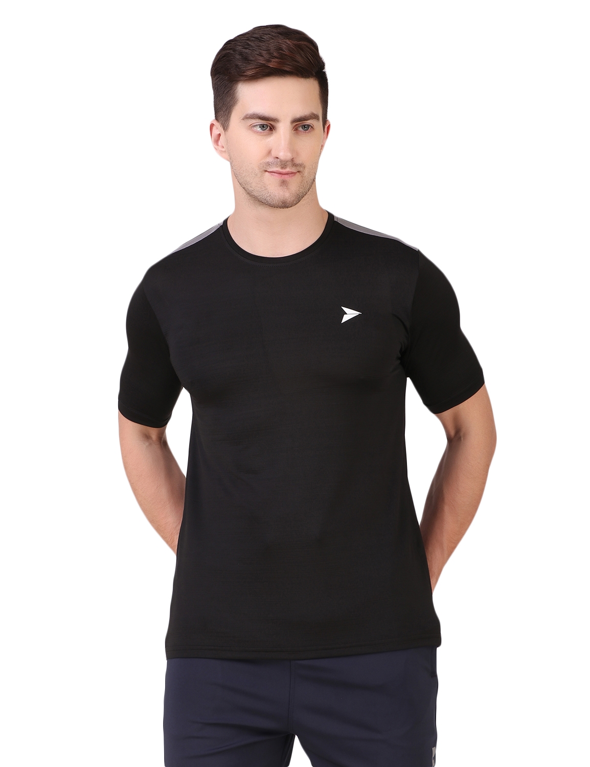 Fitinc Men's Round Neck Slimfit Gym & Active Sports Black T-Shirt