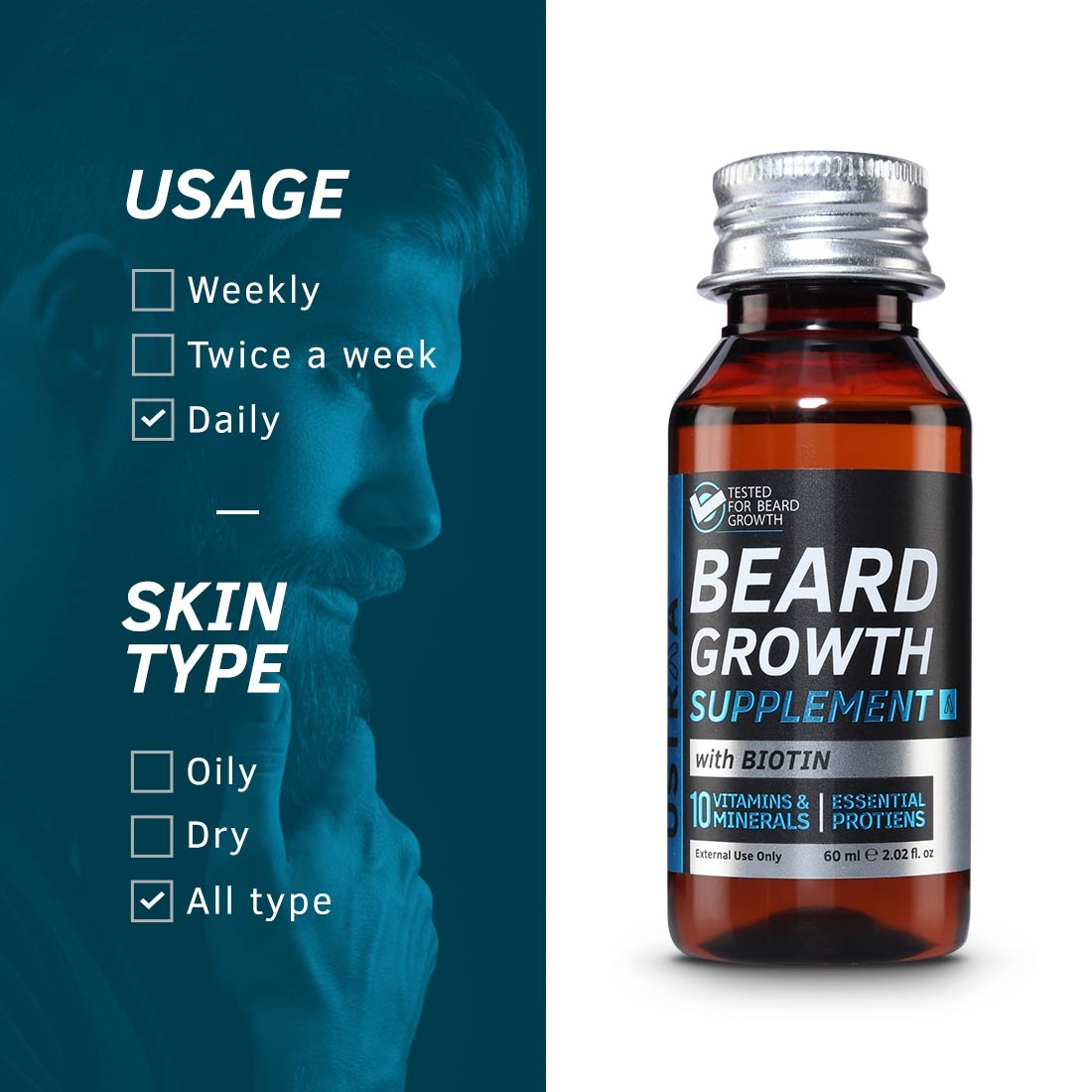 Ustraa Beard growth Supplement-60ml