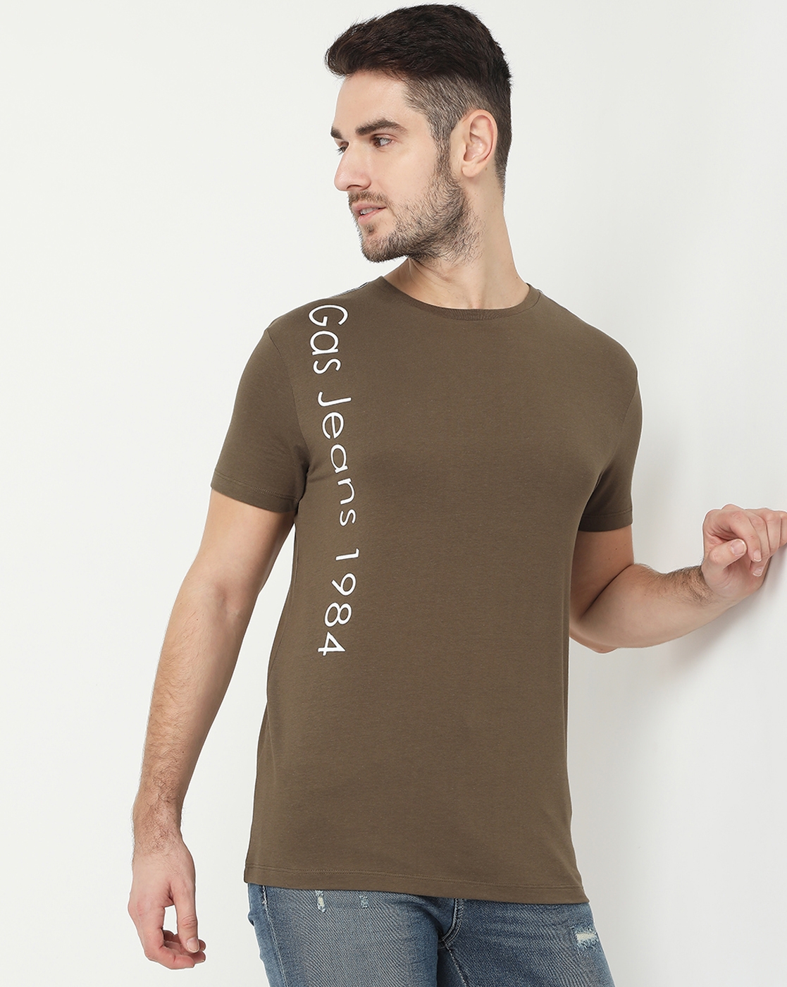 GAS | Scuba Vertical Olive Crew Neck T-Shirt