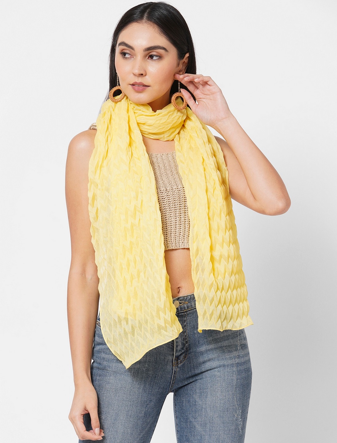 Get Wrapped | Get Wrapped Yellow Pleated Scarf in soft fabric