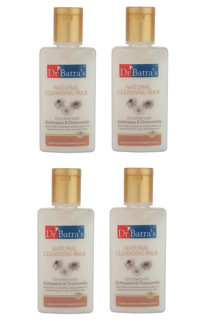Dr Batra's | Dr Batra's Natural Cleansing Milk Enriched With Echinacea & Chamomile - 100 ml (Pack of 4)
