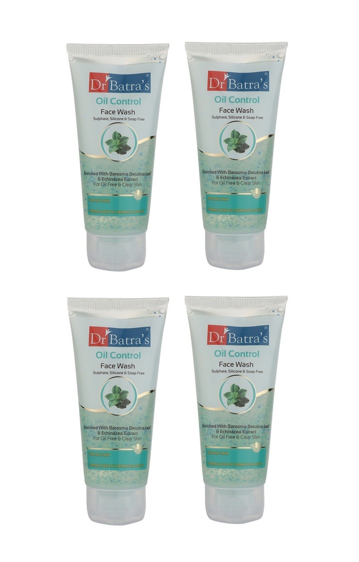 Dr Batra's | Dr Batra's Oil Control Face Wash Sulphate, Silicone & Soap Free Enriched With Barosma Betulina Leaf & Echinancea Extract For Oil Free & Clear Skin - 50 gm (Pack of 4)
