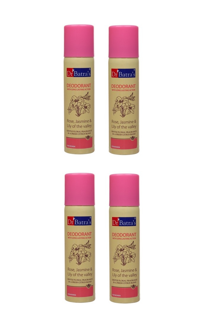 Dr Batra's | Dr Batra's Deodarant With Long Lasting Action Rose, Jasmine & Lily Of The Valley - 100 gm (Pack of 4)