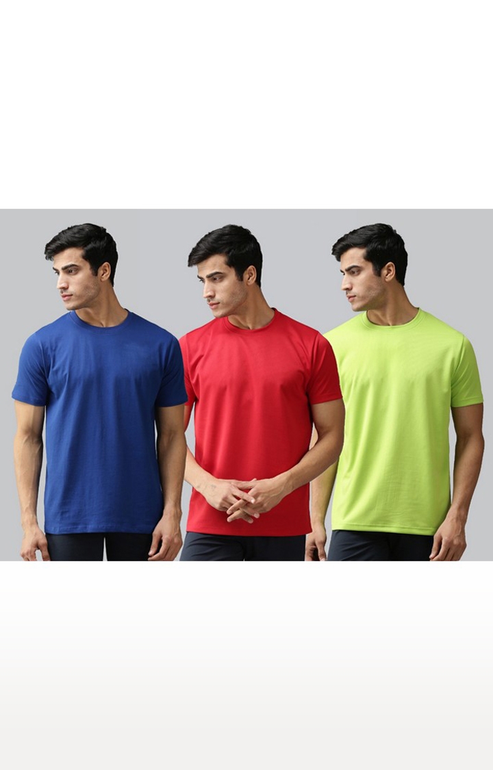 Fundoo | Fundoo Men's Blue, Red and Green Solid Super Soft Micro Polyester Sports Casual T-Shirt (Pack of 3)