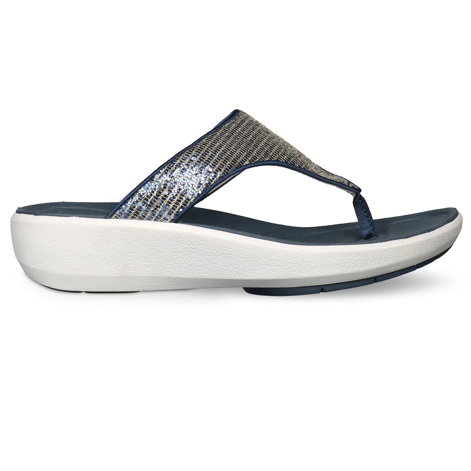 Clarks | Wave Dazzle Navy Synthetic Flat Sandals