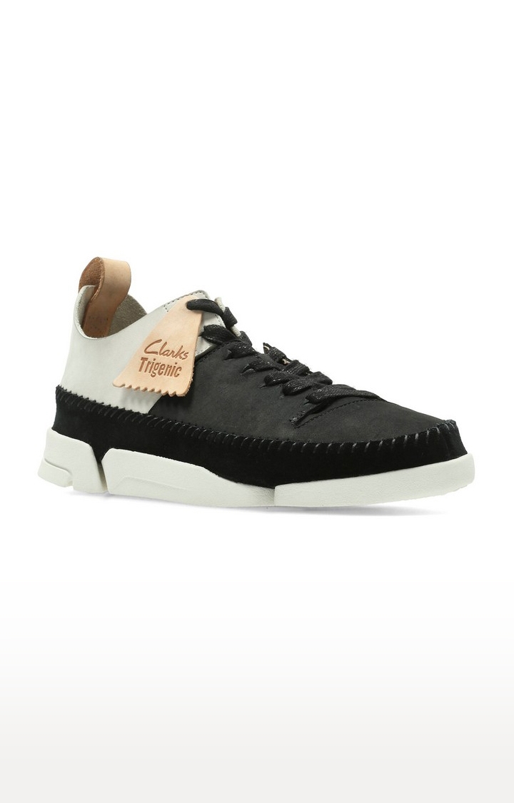 Women's Black Leather Casual Lace-ups