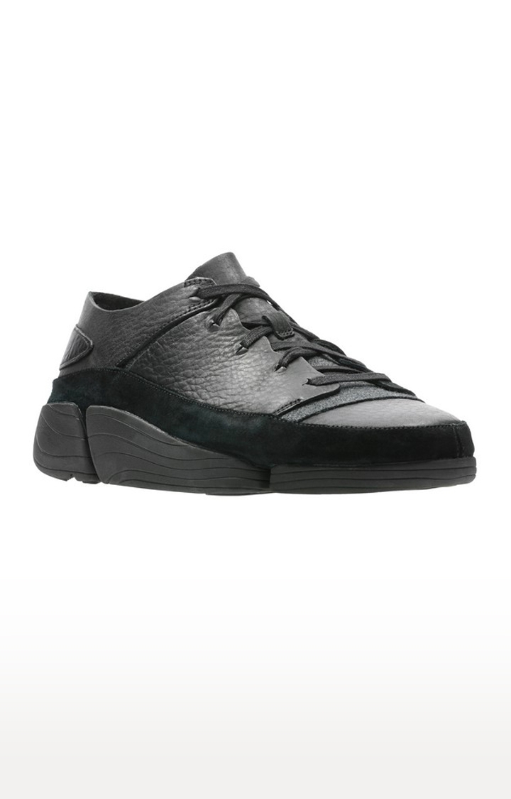Men's Black and Grey Leather Casual Lace-ups