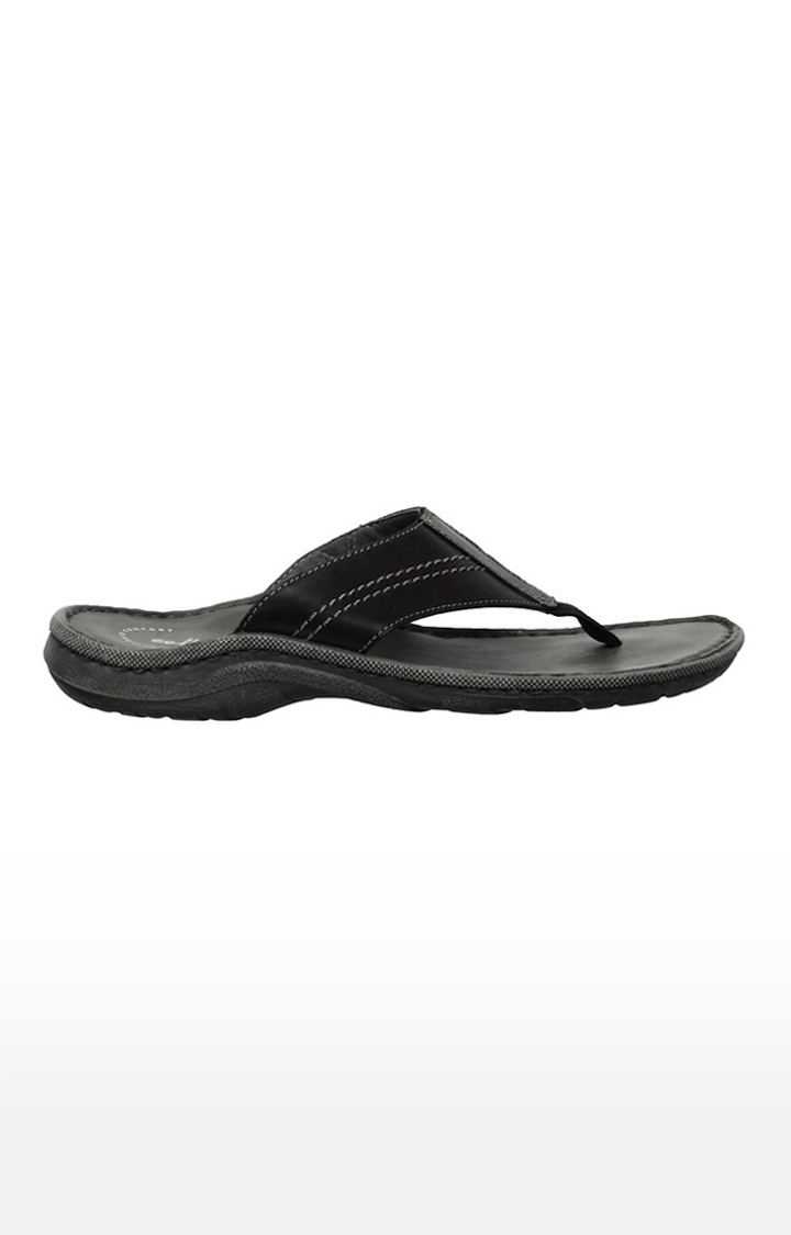 Men's Black Leather Slippers