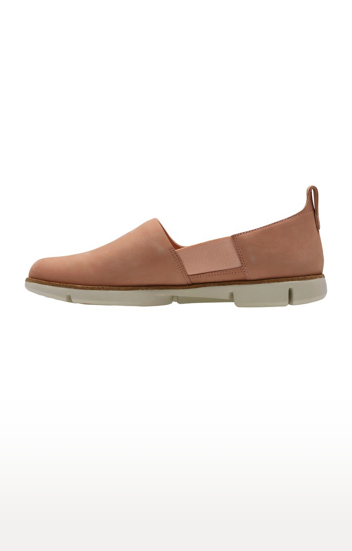 Women's Pink Leather Casual Slip-ons