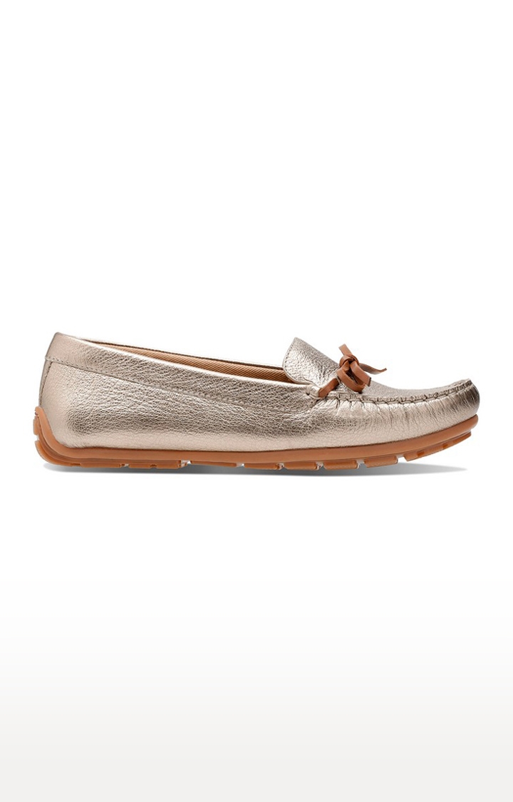Women's Gold Leather Loafers