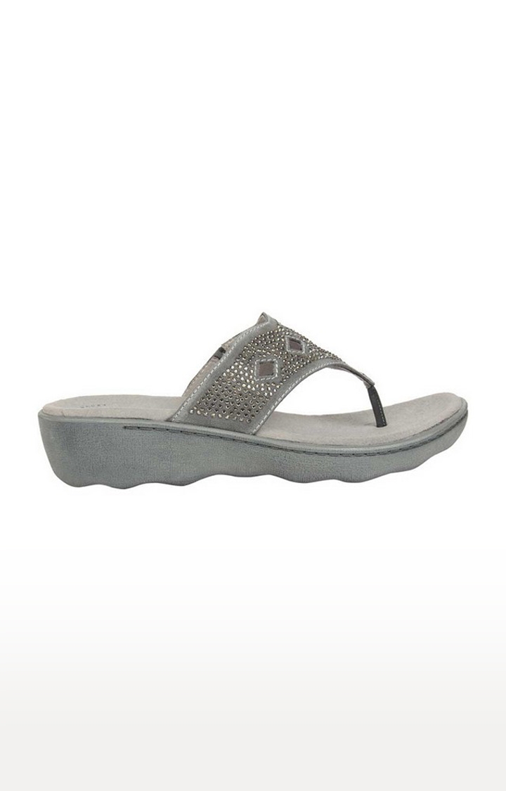 Women's Grey Synthetic Sandals
