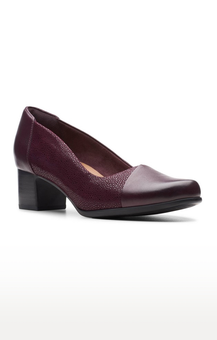 Purple Leather Block Heels for Women