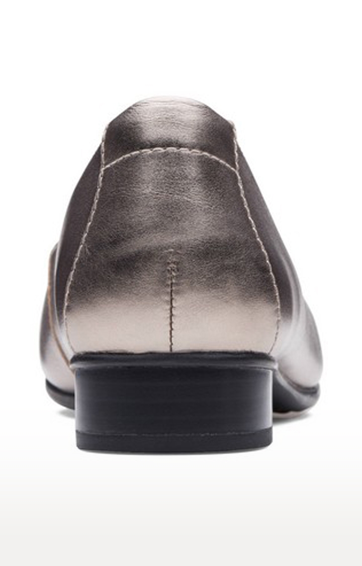 Women's Grey Leather Block Heels