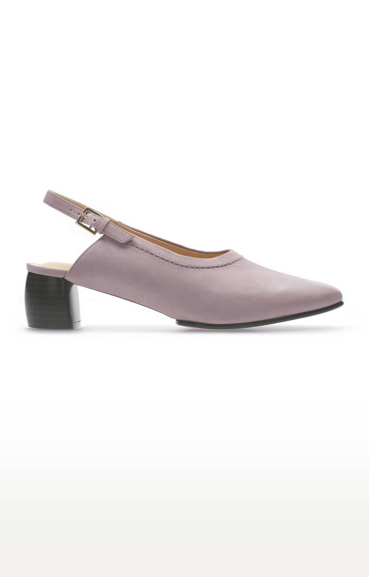 Purple Leather Block Heels for Women