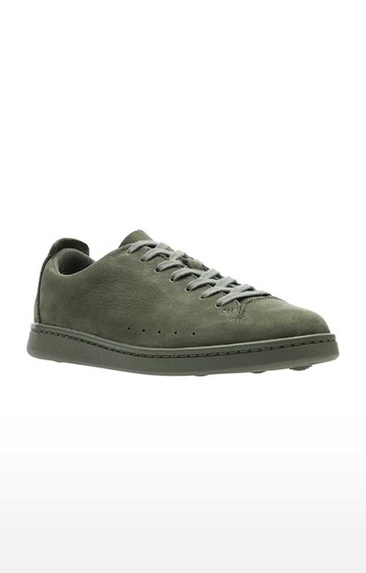 Girls Green Leather Casual Lace-ups