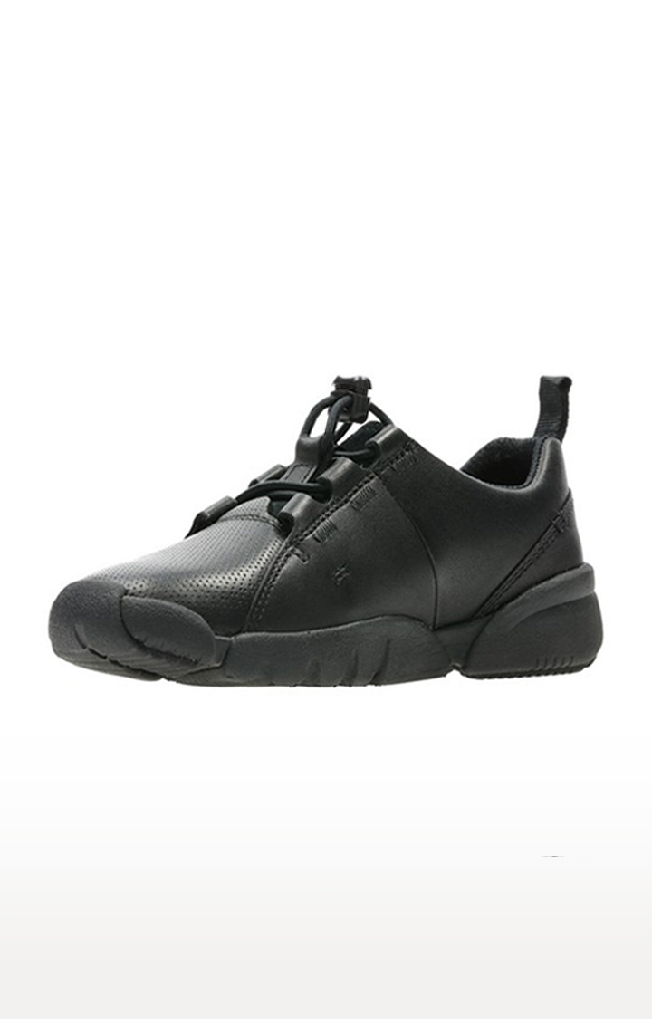 Boys Black Leather Sneakers