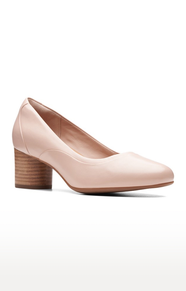 Pink Leather Block Heels for Women