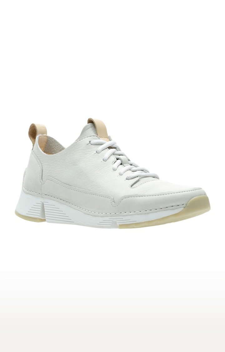 Women's Off White Leather Casual Lace-ups