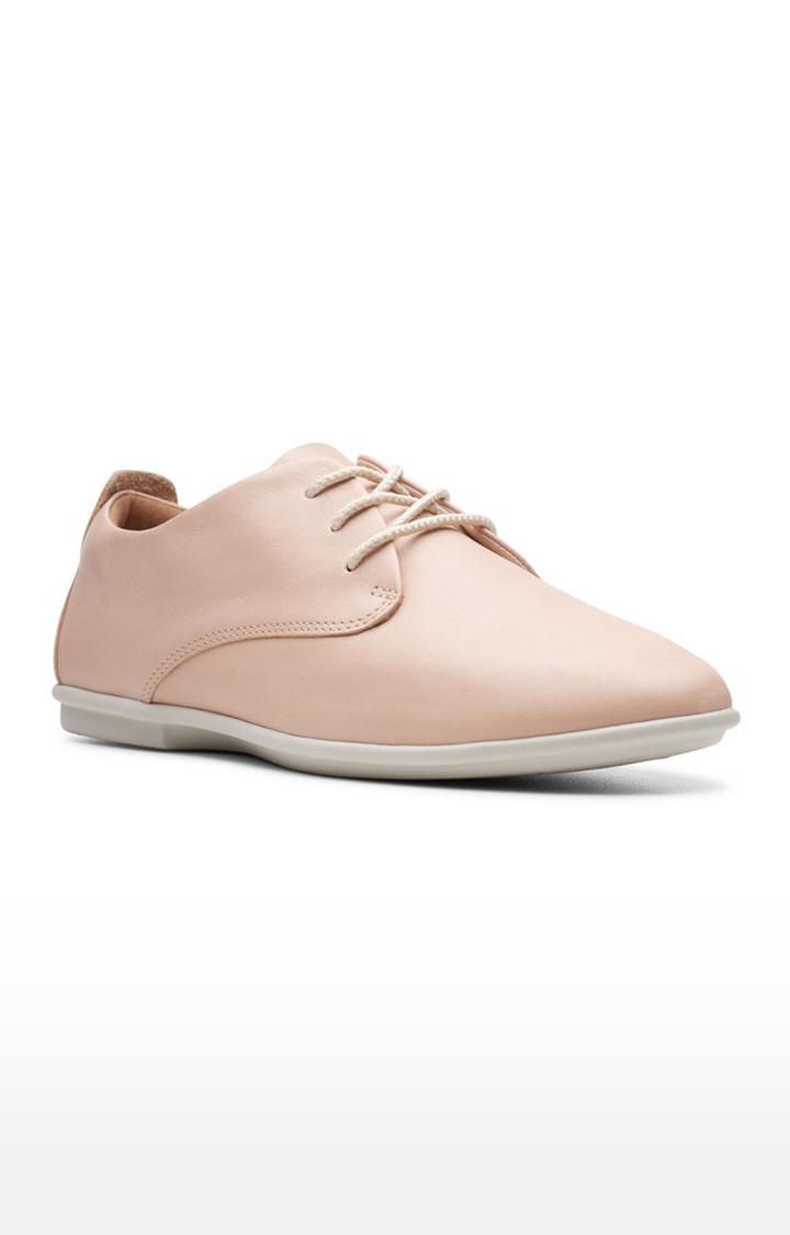 Women's Pink Leather Casual Lace-ups