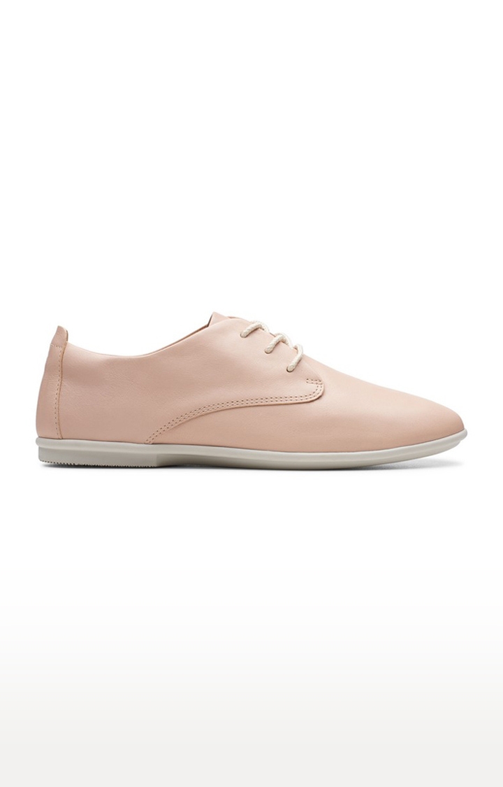 Women's Pink Leather Casual Lace-ups