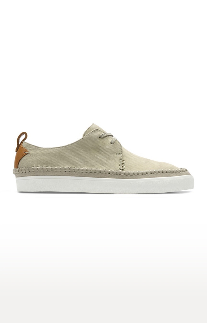 Men's Beige Leather Casual Lace-ups
